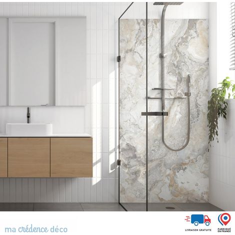 Panneau de douche : Marbre de Apricale - Couleur Beige marron - Alu composite - 100 - 245 (1/3)