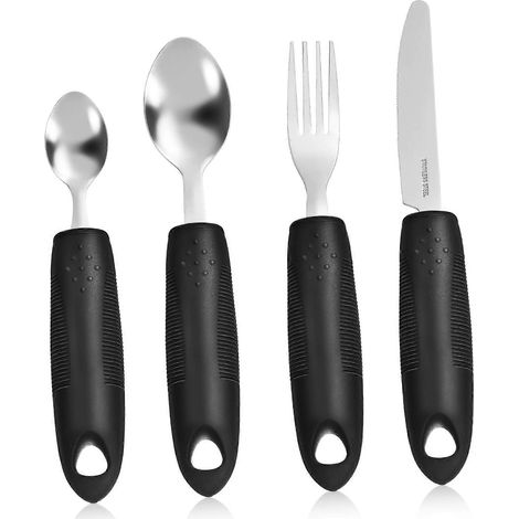 Ensemble de couverts lestés (cuillère et fourchette) personnalisé pour les personnes souffrant de tremblements ou ayant subi un AVC, avec poignée ergonomique (1/5)