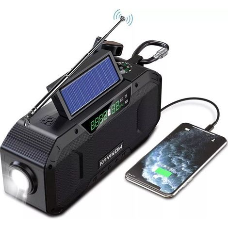 Radio de emergencia,Radio de emergencia solar,Radio de supervivencia,Radio con energía solar,Linterna de emergencia,Power Bank de 5000 mAh,GRIS (1/5)