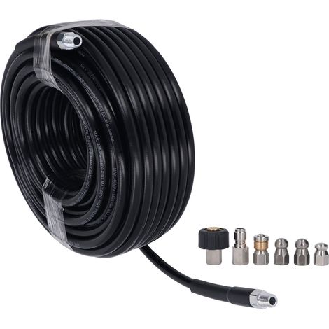 1 Kit débouchage, Tuyau 30 m, Pression 5800 PSI, Filetage NPT 1/4 po, Nettoyage canalisations (1/5)