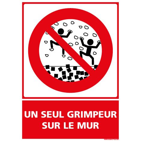 PANNEAU UN SEUL GRIMPEUR SUR LE MUR (D1160) - Adhésif - 75 x 105 mm