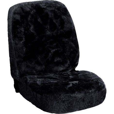 WOLTU 1xHousse de siège de Voiture Universelle, en Peau d'agneau, Couverture de siège Avant du Laine, Noir, AS7334sz (1/4)