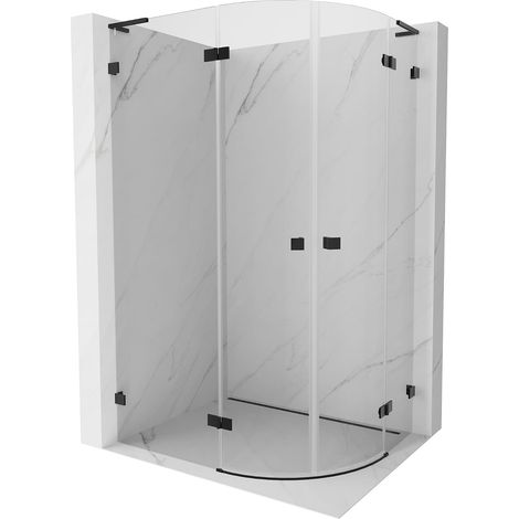 Mexen Lunar L cabina de ducha semicircular abatible izquierda 100 x 90 cm, transparente, negra - 833L-100L-090P-70-00 (1/5)