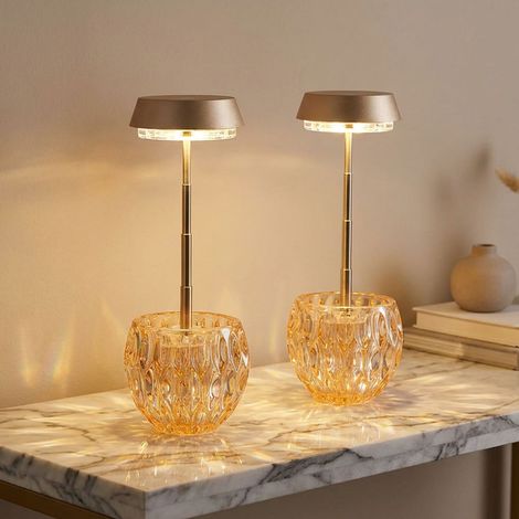 2x LED lampada da tavolo lampada da tavolo touch dimmer lampada da lettura in vetro champagne H 28 cm (1/5)