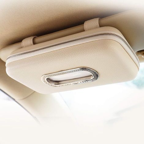 Soporte para pañuelos de coche, soporte para toallas de visera parasol de coche, soporte para pañuelos de visera parasol de coche, soporte para pañuelos de piel sintética de lujo para el asiento trase (1/5)