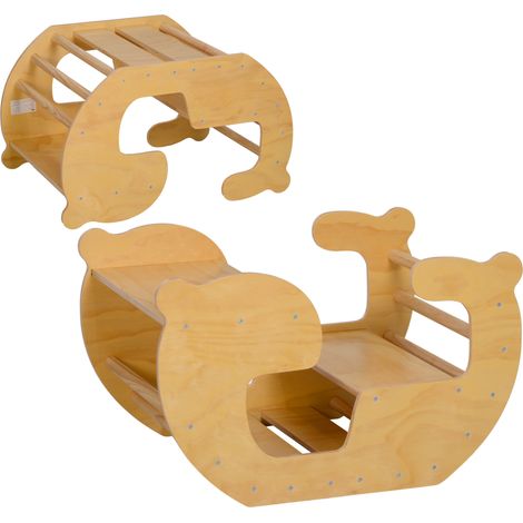 Arche d'escalade et table de jeux 2-en-1 pour enfants 18-48 mois, charge maximale 50 kg, bois naturel (1/5)