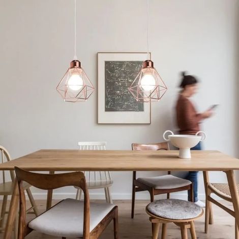 U-DO LOT DE 2 Lustre Suspension en Métal Or Rose - 1617cm (1/4)