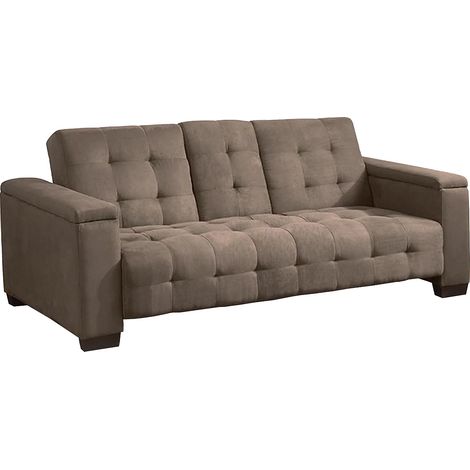 Divano letto clic clac a 3 posti in Tessuto microfibra Marrone con ripiano centrale reclinabile - DEVONSHIRE (1/5)