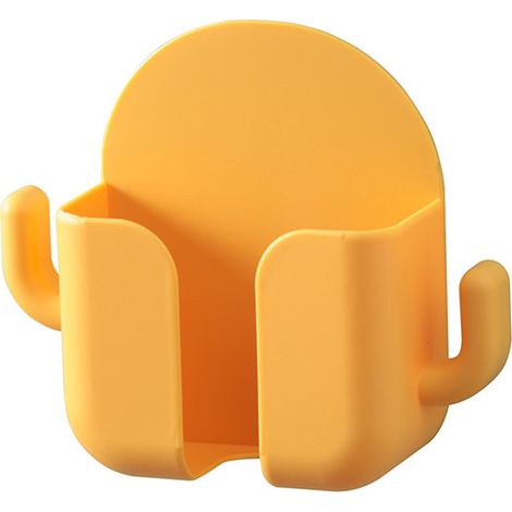Boîte de rangement murale 5 pièces, boîte de rangement jaune pour télécommande, boîte de rangement murale pour télécommande avec 2 crochets pour télécommande, téléphone portable, écouteurs