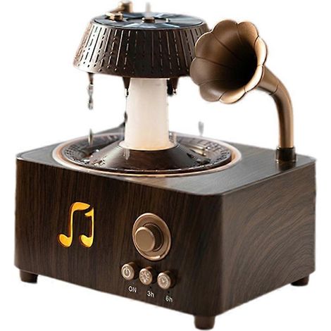 Humidificateur d'air à bruit blanc avec sprays d'aromathérapie et diffuseur d'huiles essentielles style gramophone vintage (prise européenne). (1/5)