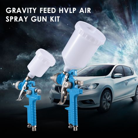 GARRYFIZH Pistolet HVLP gravitaire 4 buses 1.0-2.0mm avec 2 godets pour peinture auto/mobilier (1/5)