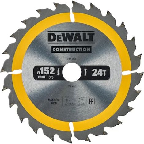 DEWALT DT1930-QZ Construction saw blade 152mm x 20mm x 24T