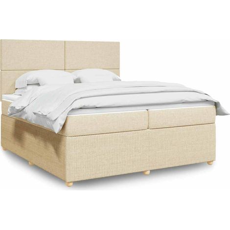 Boxspringbett mit Matratze Creme 200x200 cm Stoff