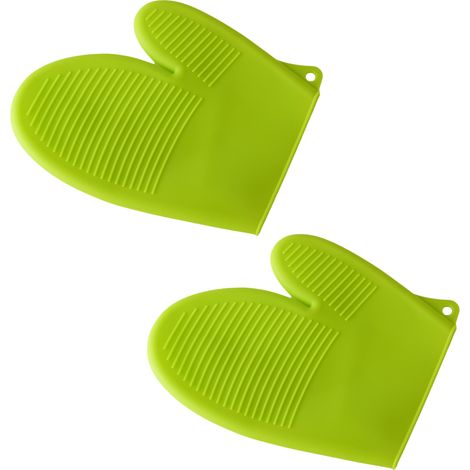 Maniques en silicone pour la cuisine – dessous de plat souples et résistants pour le four – accessoires de cuisine avec sac pour une cuisine plus saine (Vert)