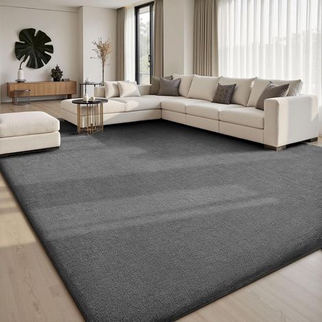 Tapis de Salon 200 x 300 cm, Lavable, Gris, Poils Courts, Doux, antidérapant, Extra Large, Doux et Moderne, pour Chambre d'enfant (1/5)