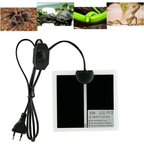 Tapis Chauffant Reptile, Coussin Chauffant Terrarium Réglable avec Contrôle De La Température pour Reptiles -Tortue, Serpents, Lézards, Geckos, Araignées - Chauffant Aquarium (5W: 15x14CM)