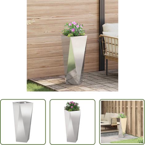 Terrassenpflanzer - Pflanzkübel Silber 30 x 30 x 75 cm Edelstahl (1/5)
