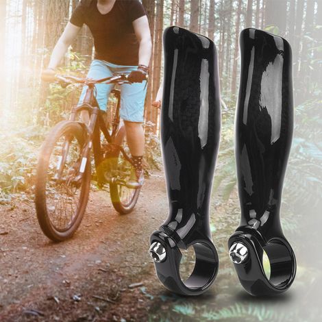 Poignées de guidon en fibre de carbone lumineuses pour VTT et vélo de route, 1 paire avec embouts LED