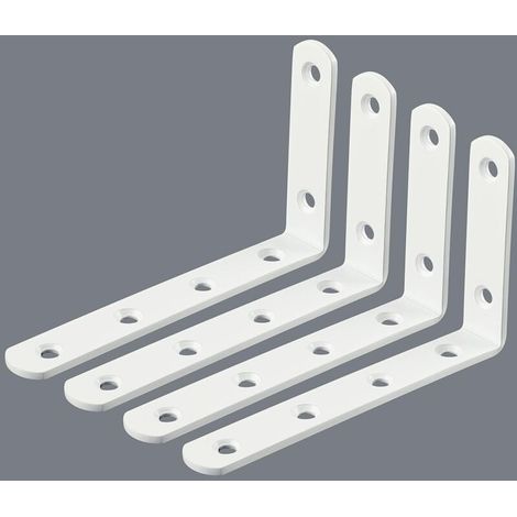 Support d'étagère d'angle Support d'angle Support d'étagère Tenture murale 125 mm 75 mm, acier inoxydable fini blanc brillant, 4 pièces, EJ5207W-4P (1/4)