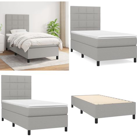 Boxspringbett mit Matratze Hellgrau 100x200 cm Stoff - Boxspringbett - Doppelbett - Schlafsystem - Bettrahmen - Matratze - Home & Living (1/5)