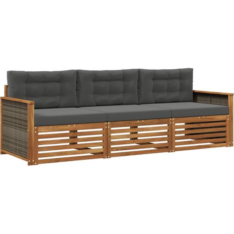 Outdoor Sofa Set with Cushion 3 pcs Natural and Anthracite vidaXL (1/5)