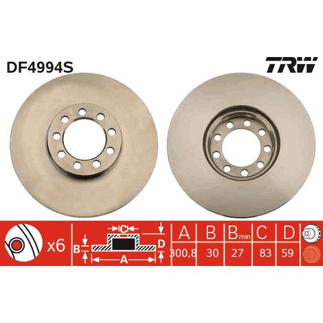 Disque de frein TRW DF4994S TRW avant gauche/droite (1/5)