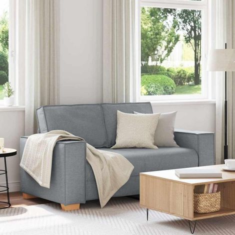 Canapé convertible 2 places gris clair 120 cm tissu couchage confortable (1/5)