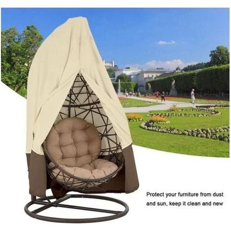 pair Housse Protection Salon De Jardin Chaise en Osier Balançoire Panier Suspendu Couverture Étanche À La Poussière - Beige + Brun (1/4)