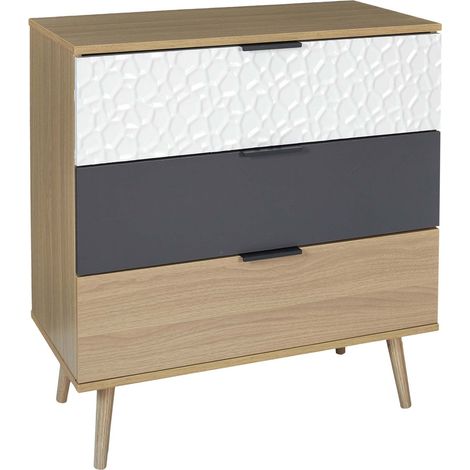 Commode - HOME DECO FACTORY - SVEN - 3 Tiroirs - Multicolore (1/5)