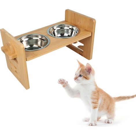 Gamelle surélevée pour chien et chat – Hauteur réglable 3,5 à 12 cm – 2 bols en acier inoxydable – Conception inclinée pour meilleure digestion – Dyhf (1/5)