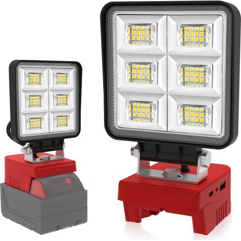 1 LED-Arbeitsleuchte, 48 W, 5200 lm, kompatibel mit Milwaukee 18-V-Akku, USB-Typ-C-Anschluss, Werkstatt, Camping, Reparatur (1/5)