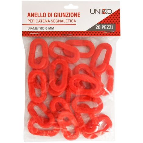 ANELLO DI GIUNZIONE PER CATENA SEGNALETICA IN PLASTICA mm 6 - blister da 20 pezzi