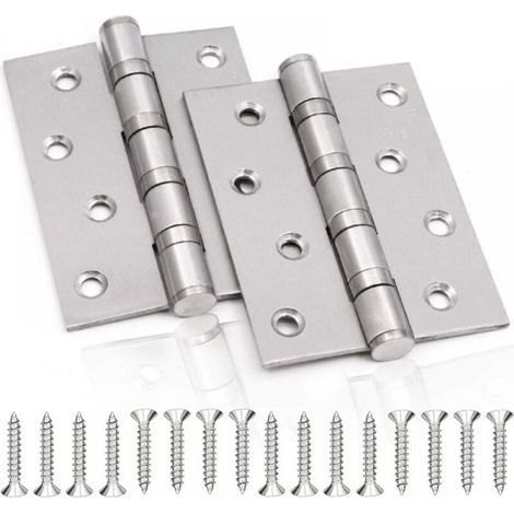Charnière de Porte en Inox,2 Pcs Charnières De Porte Charnières Pliables Charnières Inox Épaisseur 3mm Paumelle,pour Portes massives intérieur (Silver,100X75mm) (1/5)