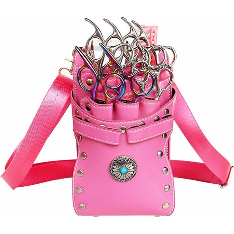 Sacoche pour ciseaux de coiffure, sac banane pour coiffeurs, porte-ciseaux à 7 compartiments, étui à outils amovible en cuir PU