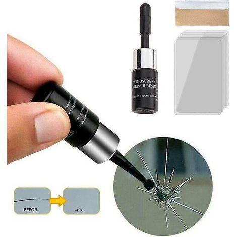 Kit de réparation de pare-brise de voiture (2 pièces) : liquide, outils et accessoires pour réparer les rayures et fissures. (1/5)