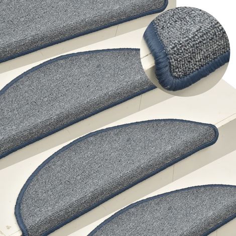 15 pcs Tapis d'escalier, Tapis de marches, Marchettes D'escalier Gris clair et bleu 65x24x4cm MKS21148 (1/5)