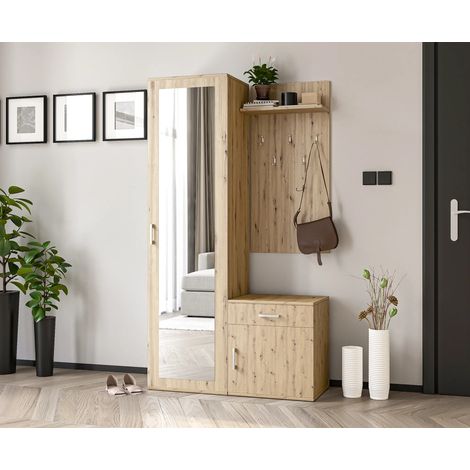 AX LIVING Garderoben Set Eiche Magnola – 100cm stilvoll & funktional