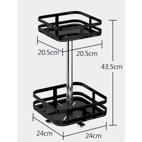 Drehbarer Gewürzständer, 43,5 cm – 2-stöckiges, quadratisches Gestell aus schwarzem Metall – Saugnäpfe für sicheren Stand – Einfache, werkzeuglose Montage (1/5)