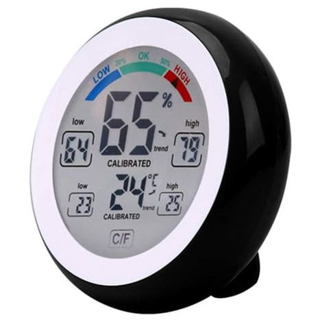Thermomètre-hygromètre Meichoon intérieur/extérieur, appareil électronique sans fil, écran tactile rond noir (1/3)