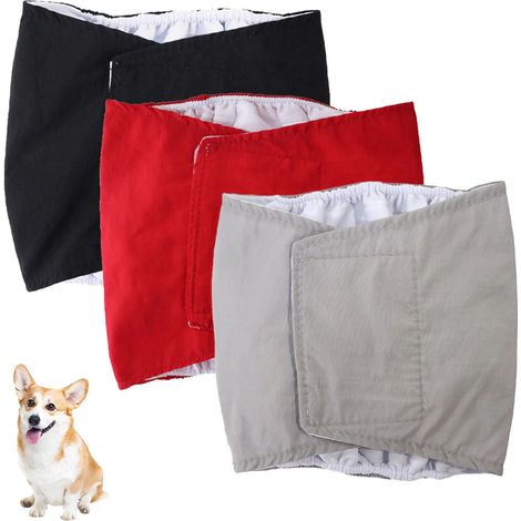 Set di 3 pezzi per l'igiene del cane - Pannolini lavabili per cani - Fascia addominale lavabile per cani - M (1/4)