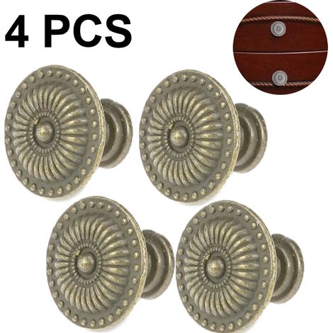Poignée De Tiroir - Poignée De Meuble En Laiton Vieilli - Diamètre 24 mm - Style Rétro Européen - Lot De 4 Avec Vis (1/5)
