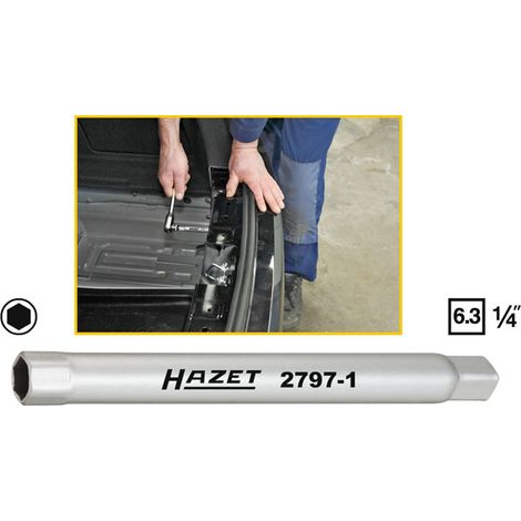 Clé en tube pour pare-chocs 2797-1 ∙ Carré creux 6,3 mm (1/4 pouce) ∙ Profil à 6 pans extérieurs ∙ 10 HAZET