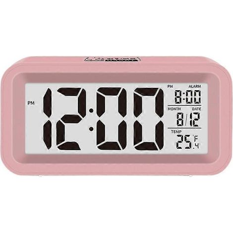 réveil numérique (rose), avec affichage LED de la température, fonction snooze et format 12/24 h °C. (1/3)