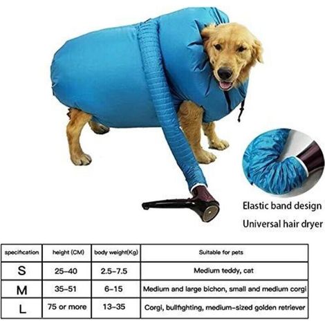 Sac de séchage pour animaux de compagnie, séchoir pour animaux de compagnie, sac de séchage portable pour animaux de compagnie, sac soufflant pliable (L) (1/3)