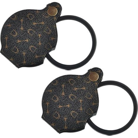 2pcs Loupe à Main Loupe de Lecture Pliable Aide à la Lecture Loupe 10X Loupe de Poche Diamètre 70mm, Mini Loupe De Lecture,avec Étui de Protection Rotatif en Cuir pour Bureau Lecture Loisirs-DOU