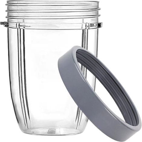 Short 510ml cup with lip ring and replacement parts compatible with NutriBullet 600W and 900W blenders NB-101B, NB-101S and NB-201