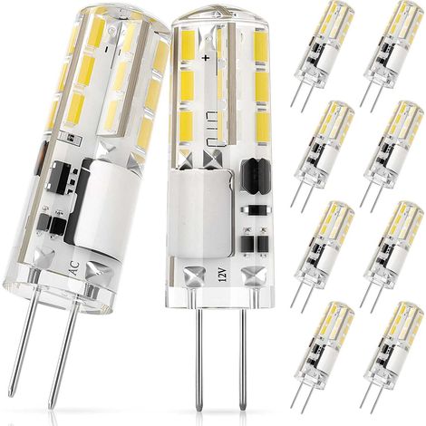 G4-LED-Leuchtmittel, 1,4 W, entspricht 10 W Halogenlampe, AC/DC 12 V, Kaltweiß 6000 K, 100 lm, nicht dimmbar, energiesparend, 360° Abstrahlwinkel – 10 Stück [Energieklasse F] (1/5)