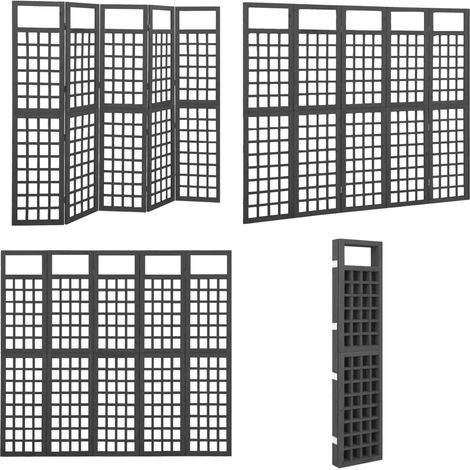 Spalier/Paravent 5-teilig Massivholz Tanne Schwarz 201,5x180 cm - Raumteiler - Paravent - Spalier - Holzklavier - Rankgerüst - Home & Living (1/5)
