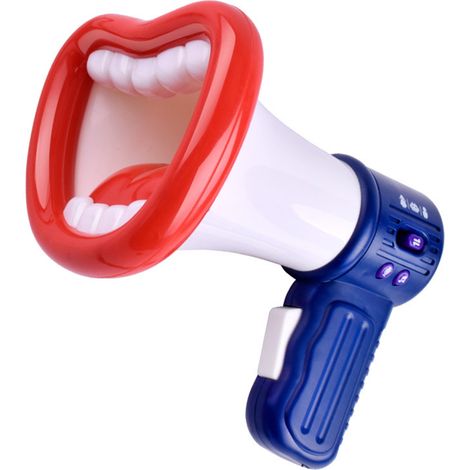Klaxon pour enfants à voix modulable, avec design en forme de lèvres, poignée antidérapante, cordon, modèle standard blanc. (1/5)