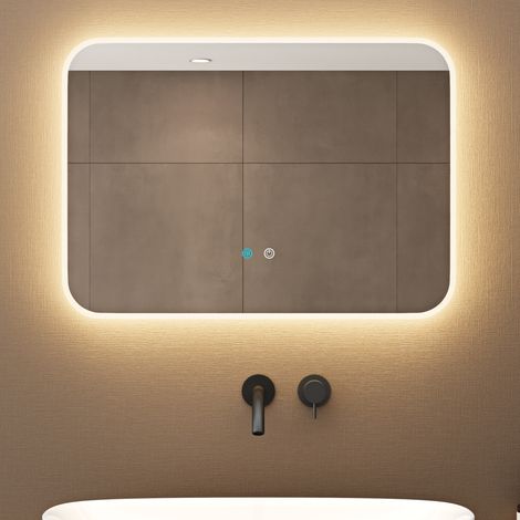 doporro Miroir Suspendu de Salle de Bains Rectanguaire Lumineux avec Éclairage LED Interrupteur Tactile Anti-buée Luminosité Réglable 700 x 500 MM Nova-02 (1/5)